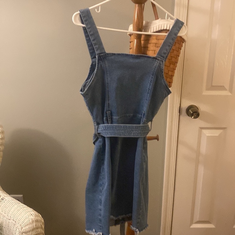 Denim Sleeveless Dress with Belt